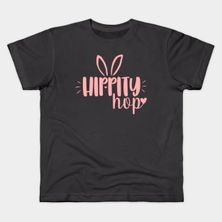 Hippity Hop cute easter day simple text design Kids T-Shirt